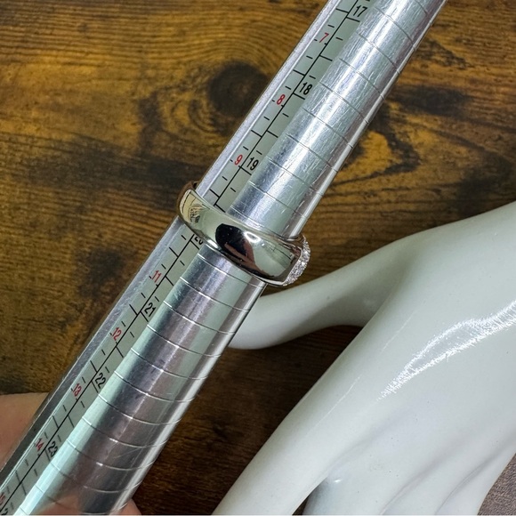 Nataliya V. Collister Blue and Clear Crystal Pave Dome Ring Size 10 - Picture 8 of 8